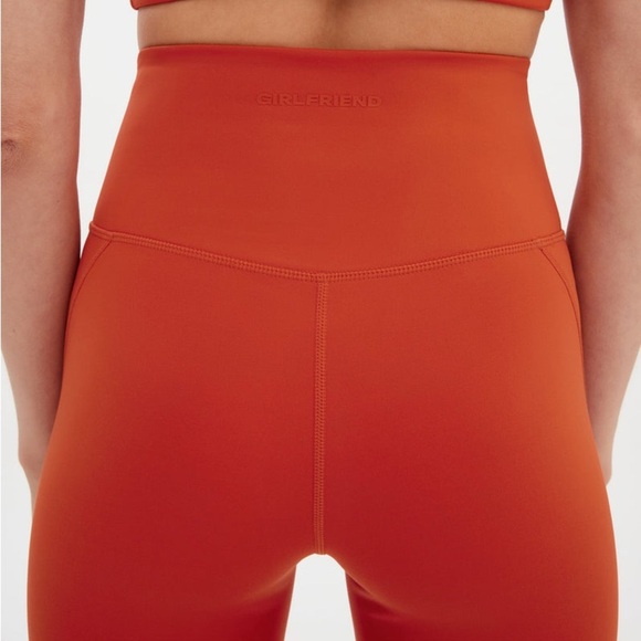 Girlfriend Collective High Rise 8” Bike Short Azalea Orange sz S Activewear EUC - Picture 4 of 11